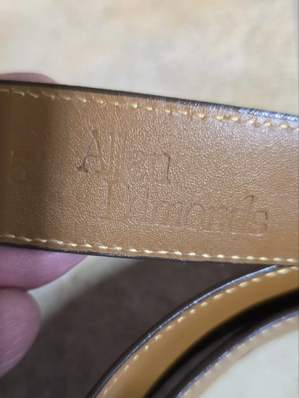 Allen Edmonds Chili Leather Belt with Brass Buckle 42